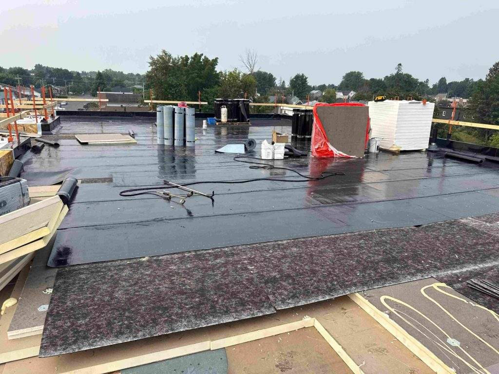 a commercial roofing project being performed by Vanity Roofing in kingston