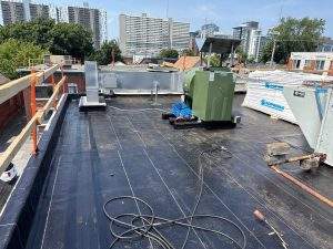 a commercial roofing project being performed by Vanity Roofing in kingston