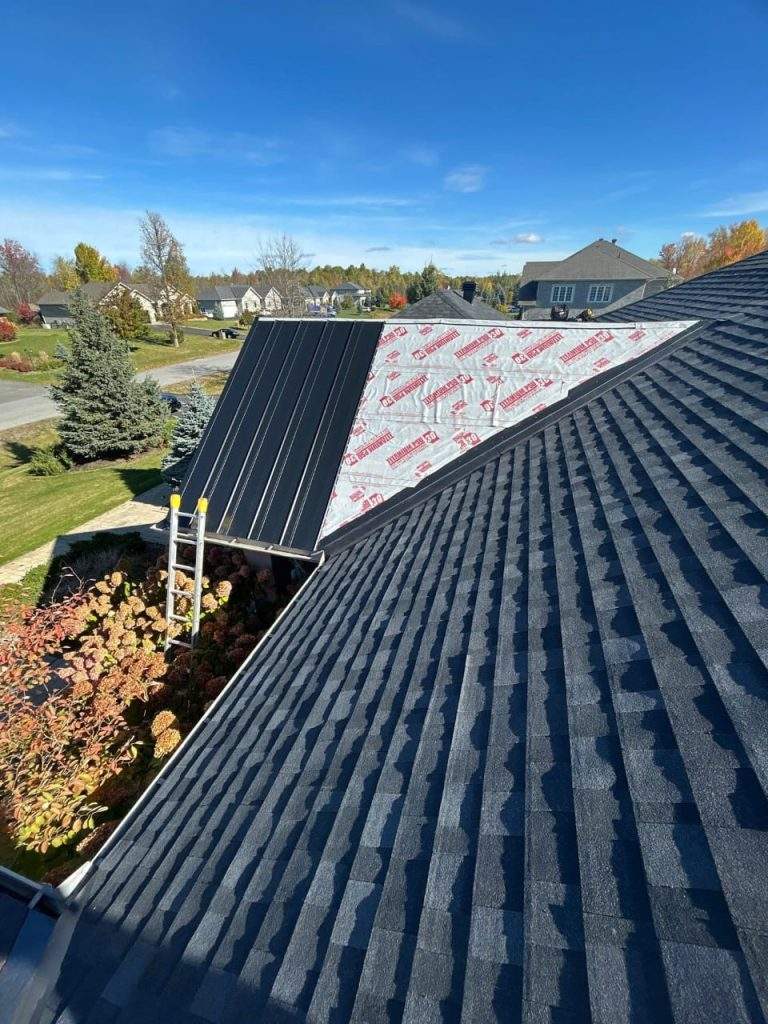 a metal roofing installation project by Vanity Roofing
